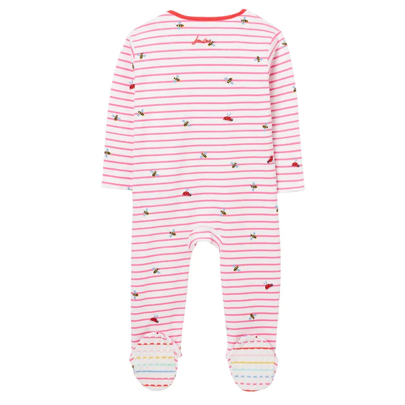 Joules Zippy Cotton Babygrow - Pink Ladybird Stripe-1